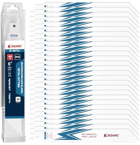 EZARC Sabelsågsblad, 25-pack, för skärning av fina metaller, bimetall kobolt, 150 cm, 18 TPI