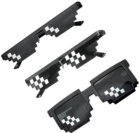 3 Stück,Pixel Mosaik Brille,Pixelbrille,Cool Sonnenbrille Lustig Spielzeug Sunglasses Basteln,Coole Gadgets,für Partys,Verkleidungen,Gaming,Novelglas,Party,Scherzartikel,Shades,Troll,Verkleidung
