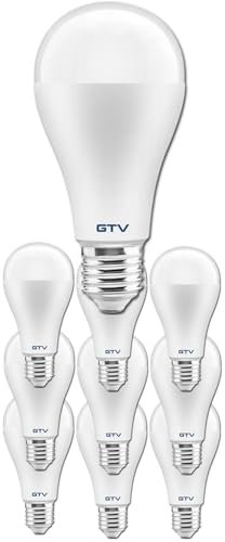 JungesLicht LED Leuchtmittel E27, 20Watt, 2400 Lumen = 148W Lichtleistung, 66x133mm, 10er Pack Glühbirne, Energiesparlampe, sofort hell (3000K warmweiß) Lampe für Innen & Außen, Baustelle, alle Zimmer