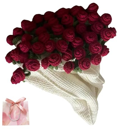 Knubbuf Kit de matériel pour Couverture de Bouquet de Roses, Couverture de Bouquet de Fleurs au Crochet Faite à la Main, Couverture de Bouquets de Fleurs tricotée (Roses, Pack de matériaux)