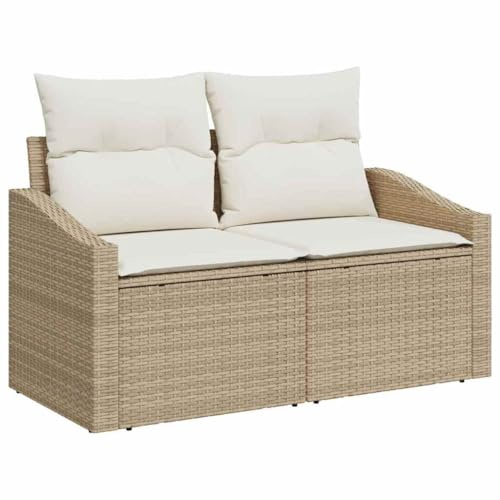 vidaXL Trädgårdsoffa med kudde 123 x 62 x 69 cm konstrotting, Trädgård och terrass, modern modulsoffa, lätt och hållbar uteplats, UV-resistent, väderbeständig soffa för avkoppling