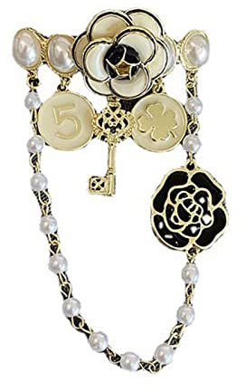 Broche en chaîne à pampilles en imitation de perles, épingles de revers élégantes, cadeau de bijoux vintage pour les femmes