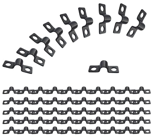 Foonary 60 Stück Schwarze Edelstahl Kabelschellen 6mm – Doppelseitige Befestigungsschellen, U-Rohrschellen, Stabmattenzaun Befestigung, Doppstabmattenzaun Zubehör, Kabelschellen Zum Schrauben