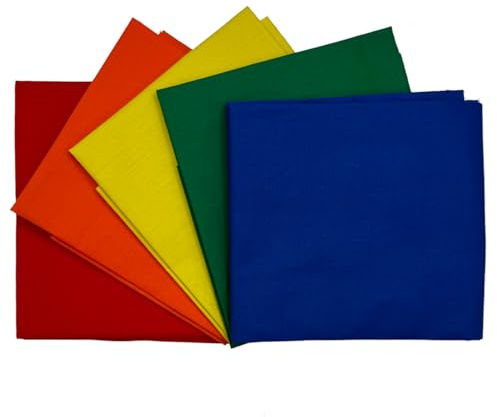100% Cotone Percalle Liscio Confezione da 5 Fat Quarter di Design Bundle FQ Pacchetti di Tessuto Trapuntatura Patchwork Artigianato Cucito Materiale | 19 x 20 (50cm x 52cm) (Over The Rainbow)