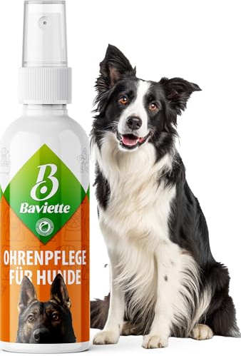 Baviette Hundepflege – 100ml natürlicher Ohrenreiniger für Hunde, geruchlos – Spray mit Mikroorganismen, probiotisch inspiriert – zur sanften Pflege des äußeren Ohrbereichs – alkoholfrei & pH-neutral