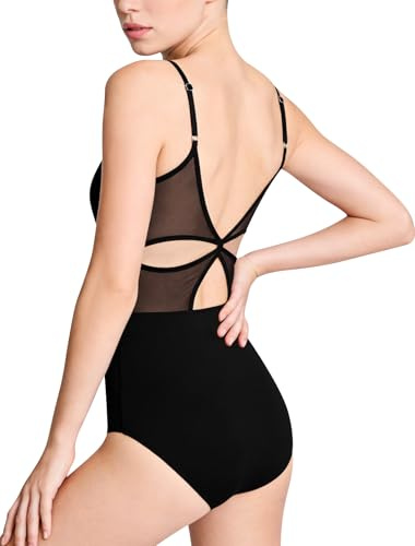 MOLLDAN Women Adjustable Mesh Dance Leotard with Chest Lining Ballet Dancewear,Full Front Lining(259195-06-S)