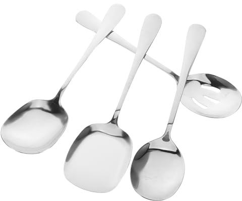 Gadpiparty 4pezzi Cucchiai Da Portata in Acciaio Inossidabile Forati Manico Lungo Strumenti Da Buffet Per Cucina e Ristorante Cucchiai Da Minestra Per Zuppe e Porzioni Di Cibo