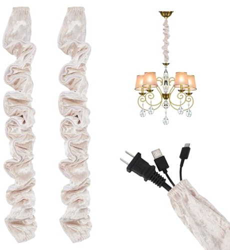 BENECREAT 2 piezas candelabro cubierta de cadena 1 m cubierta de cable de tela terciopelo funda de cadena para cable eléctrico cadenas de lámpara araña gestión de cables (lino)