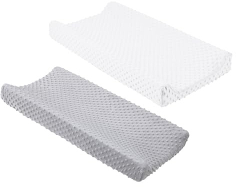 MALUGOGO Wickelauflagenbezüge für Wickeltisch, abnehmbares Polyestergewebe, Weiß und Grau, geeignet für und
