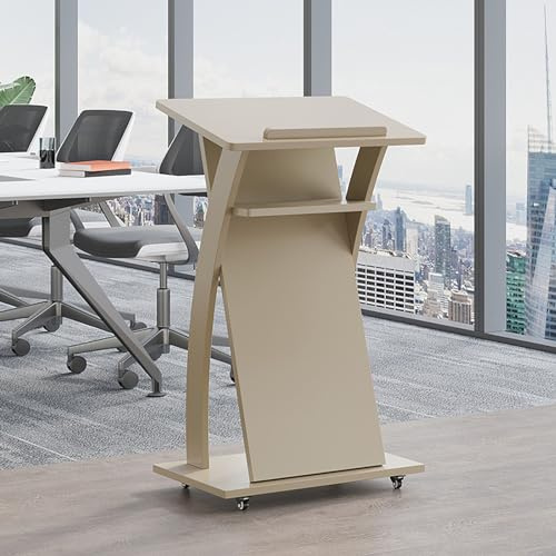 Generisch Mobiles Rednerpult aus Holz mit Rollen – Ideal für Kirchen, Konferenzräume und Veranstaltungen – Perfektes Podium für Reden, Präsentationen und öffentliche Vorträge