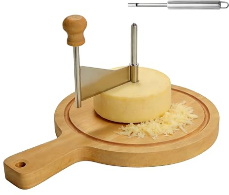 Yallmie Ostpapiljotter, osthyvel av trä 18 cm ostskärare rund med blad av rostfritt stål ostrakapparat ostskrapa ostskrapa ostlera för choklad, hem, restauranger, kaféer, bagerier