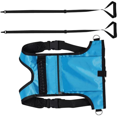 Mikikit Arnés de Entrenamiento de Esquí para Ajustable de Malla Transpirable con Correa de Seguridad Azul, Equipo de Protección para Aprender a Esquiar en Deportes de Invierno