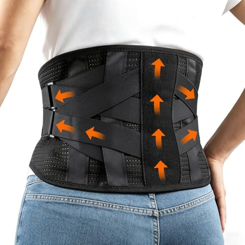 lulir Back Support Belt for Men and Women, Adjustable Lumbar Support | Breathable Back Brace for Lower Back Pain Relief, Herniated Disc, Sciatica, Idea for Work, Heavy Lifting, M