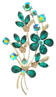 QUKE Nelken Blumen Brosche für Damen Mädchen,Kristall Strass Schmuck Anstecknadel, Elegantes Geschenk