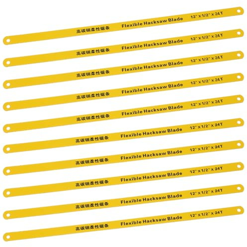 Hacksaw Blade 10 Pack 12 Hacksaw Replacement Blades Set 24T Carbon Steel Saw Blades with High-Speed Steel Teeth Jig Saw Blade fits Most Hacksaws Frames