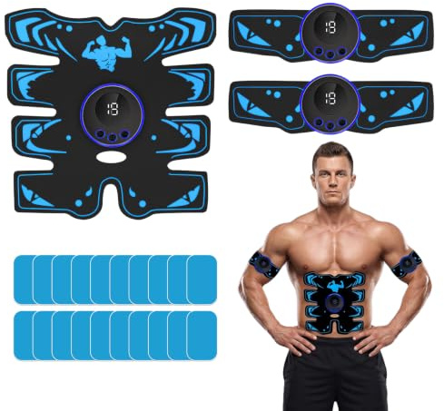 Avvchuy EMS Muscle Stimulator, Electric Ab Trainer, Abs Belt Electronic Machine with 8 Modes 19 Intensities 20 Gel for Abdominal Arm Training
