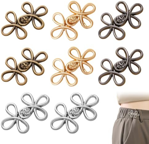 8 pares de clips para ajustar pantalones, broches para botones de jeans, clips ajustables para ajustar la cintura, para pantalones y jeans.