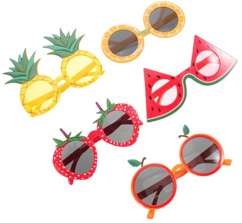 GALPADA 5 Pezzi Occhiali da Sole a Forma di Ananas per Festa di Montatura Flessibile in PC e Filtro Luce, Accessori Vivaci per Uscite Giovanili e Foto Divertenti
