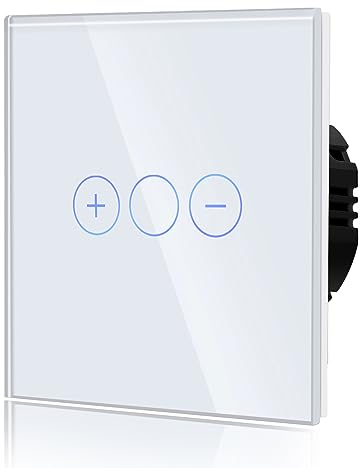 BSEED Dimmer Light Switch,Glass Touch Panel,LED Lights,No Neutral Wire Required,1 Gang 1 Way,86mm White