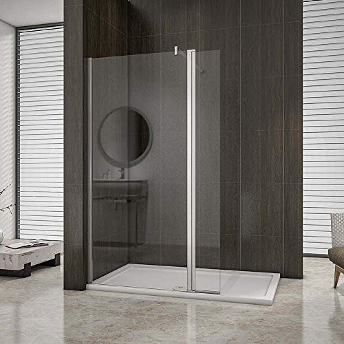 AICA paroi de douche pivotante 80x200cm+40x200cm paroi à l'italienne avec un retour