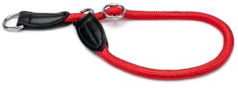 lionto Collier pour Chien en Nylon résistant pour l'entraînement, 65 cm de Long 1 cm d'épaisseur, Collier à Stop pour Chien, Simili Cuir avec Anneau métallique et réglage par Curseur continu, Rouge