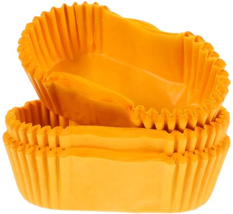 Cabilock Pirottini di Carta Ovali Resistenti al Calore e Antiolio per Cupcakes e Muffins, Colore Giallo, Design Semplice Superficie Liscia, per Gelaterie e Matrimoni