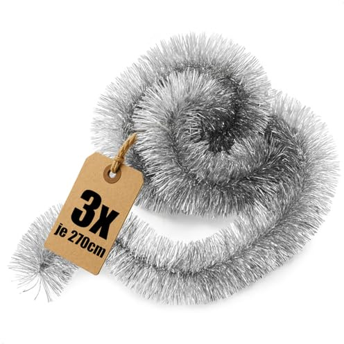 com-four® 810 cm Girlande Weihnachten, 3X 270 cm Tannengirlanden | Weihnachtsdeko für Christbaum