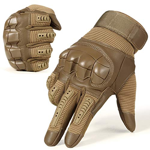 HXSZWJJ Tactical Hard Knuckle Fingerlose Handschuhe Militär Armee Fahrrad Schießen Paintball Airsoft Motorcross Half Finger Handschuhe Männer Frauen (Color : Brown, Gloves Size : S)