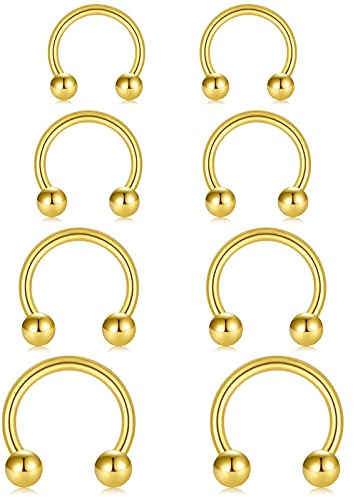 vcmart Plastik Hufeisen Nasenpiecing Nasenring Septum Edelstahl Helix Lippenpiercing 16G 6/8/10/12mm Bioflex Flexibel Kunststoff Piercing