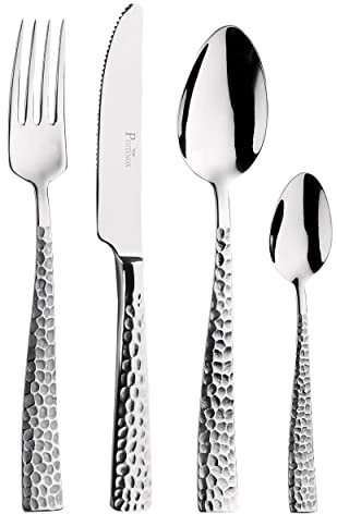 Pintinox, 24-teiliges Besteckset Palace gehämmert, Edelstahl, Made in Italy, 6 Personen