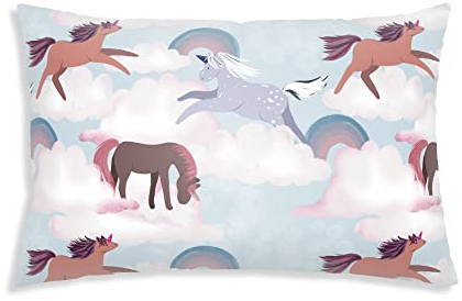 Gravity Kissen für Kinder Kinderkissen Therapiekissen für Bett Kopfkissen für Kinder Schlafprobleme Gesundheitskissen Größe 40 x 60 cm Rainbow Horses