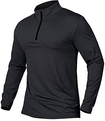 CARWORNIC Men's Active Sports Shirts 1/4 Zip Long Sleeve Running T-Shirts Quick-Dry Pullover Tops Outdoor Polo Shirts