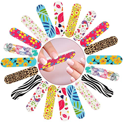 JSRQT 100 Stück Nagelfeile Mini Nagelfeilen Doppelseitige Set Maniküre Nagelkunst Nail File für Gelnägel Zuhause und Salon Verwenden Einweg