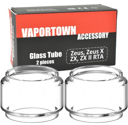 Vaportown Lot de 2 verres de rechange compatibles avec GeekVape Zeus Sub Ohm/Zeus X/Zeus X Mesh/Zeus Dual RTA - Ampoule en verre Pyrex de rechange pour réservoir à vapeur GeekVape Bubble Glass