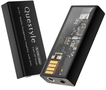 Questyle M15i Headphone Amplifier [MFi Certified] Portable USB DAC Amps with 4.4mm and 3.5mm Dual Outputs Supports PCM 768kHz/DSD512 High Resolution Lossless for Smartphones/PC/Laptops