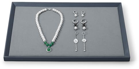 Oirlv Premium Leder Flach Schmucktablett Schmuck Display | Organizer Tray,Organisationstablett für Nachttisch oder Kommode(Groß)
