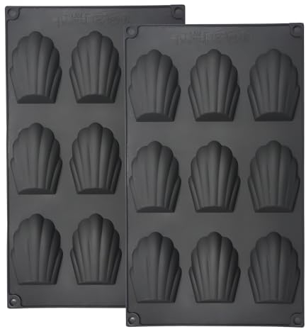 YXHZVON 2 Pezzi Stampo Madeleine, 9 Fori Stampi per Madeleines in Silicone, Stampo Madeleine Antiaderente per Torta Cioccolato Gelatina (Nero)