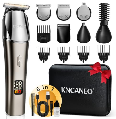 KNCANEO Barttrimmer Herren, Haarschneidemaschine Profi, Nasenhaartrimmer Herren mit LED Wasserdichtem Wiederaufladbarem USB, Gesichts und Körperhaarschneider für Männer mit Aufbewahrungsbox 11-in-1