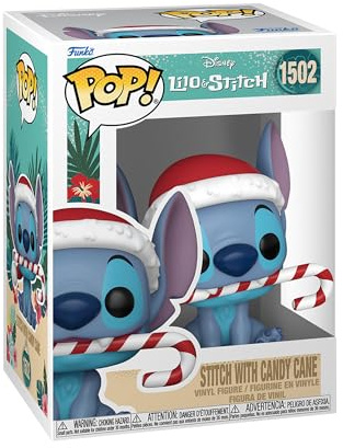Funko POP! Disney: Lilo & Stitch - Stitch Holiday with Candy Cane | Offizielles Cartoon/Animation Merch - Vinyl Sammelfigur als Regal Deko - Geschenkidee zum Geburtstag für Fans und Sammler