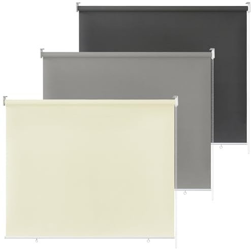XINZI Store enrouleur pour fenêtre intérieure - 140 x 240 cm - Store extérieur à traction latérale - Opaque - Store vertical - Brise-vue - Store à ressort - Pour fenêtre et porte (gris)
