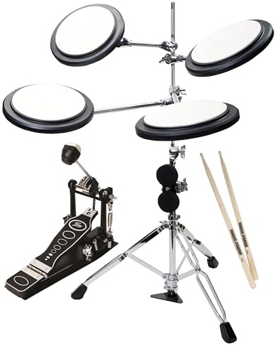 Fame Schlagzeug Übungsset, Drums Zubehör mit Practice Pad, Fußmaschine, Drumsticks