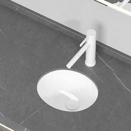 Lavandino da bagno Lavabo sottopiano Lavabo in ceramica resistente ai graffi e facile da pulire Lavabo in ceramica per piccoli appartamenti Casa Hotel Ristorante Cucina camper Sale di servizio (Bianco