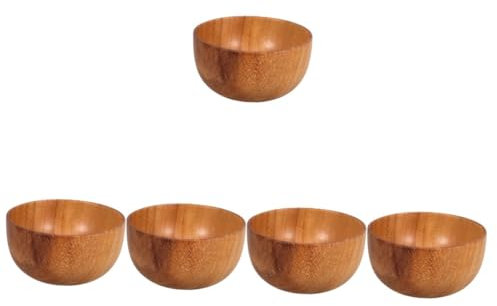 Amosfun 5St frühstücksschale holzschale nudelschale Holzservierschale holzschüssel Ramen-Schüssel Eisbecher -Servierschüssel Suppenteller Obstschale Holz Brotschale aus Holz hölzern