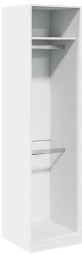 vidaXL Garderob vit 50x50x200 cm konstruerat trä, hatthyllor, klädstång, klädförvaring, klädskåp, klädstänger, jackhängare, garderob, garderober