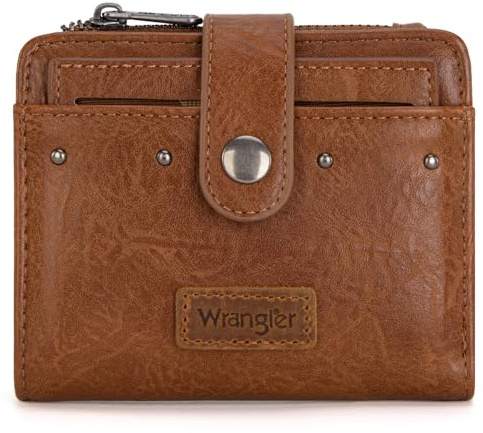 Montana West X Wrangler Womens Wallet Small Women's Wallets Bifold Womens Small Wallet RFID Wallett Women Brown Wallets for Women Ladies Female with Removable ID Window