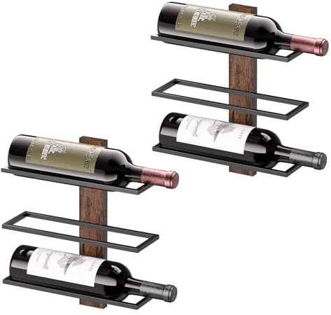 B4Life Étagère murale pour 6 bouteilles de vin, porte-bouteilles de vin en bois pour cuisine, salle à manger, bar