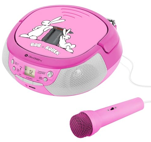GOGEN Karaoke CD-Player I Bluetooth I USB Port I Karaokemikrofon I Kopfhöreranschluss I Karaokeplayer I Pink