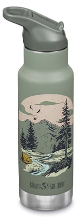 Klean Kanteen Klassische Kinder-Wasserflasche mit Klappverschluss, Sportverschluss, 340 ml, Berglandschaft, Mountain Scape
