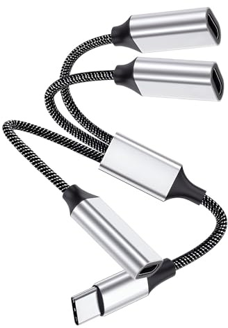 Cable Divisor USB C 3 en 1, Carga Rápida 60W y Transferencia de Datos, Extensor OTG 31cm con 3 Puertos USB-C para iPhone 15/16/Pro, iPad Pro/Air, MacBook, Samsung Galaxy, Huawei, Tablets, Portátiles