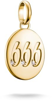 THOMAS SABO Charm Club Connect Charm-Anhänger Engelzahl mit Steinen 18k Vergoldung Recyceltes 925 Silber
